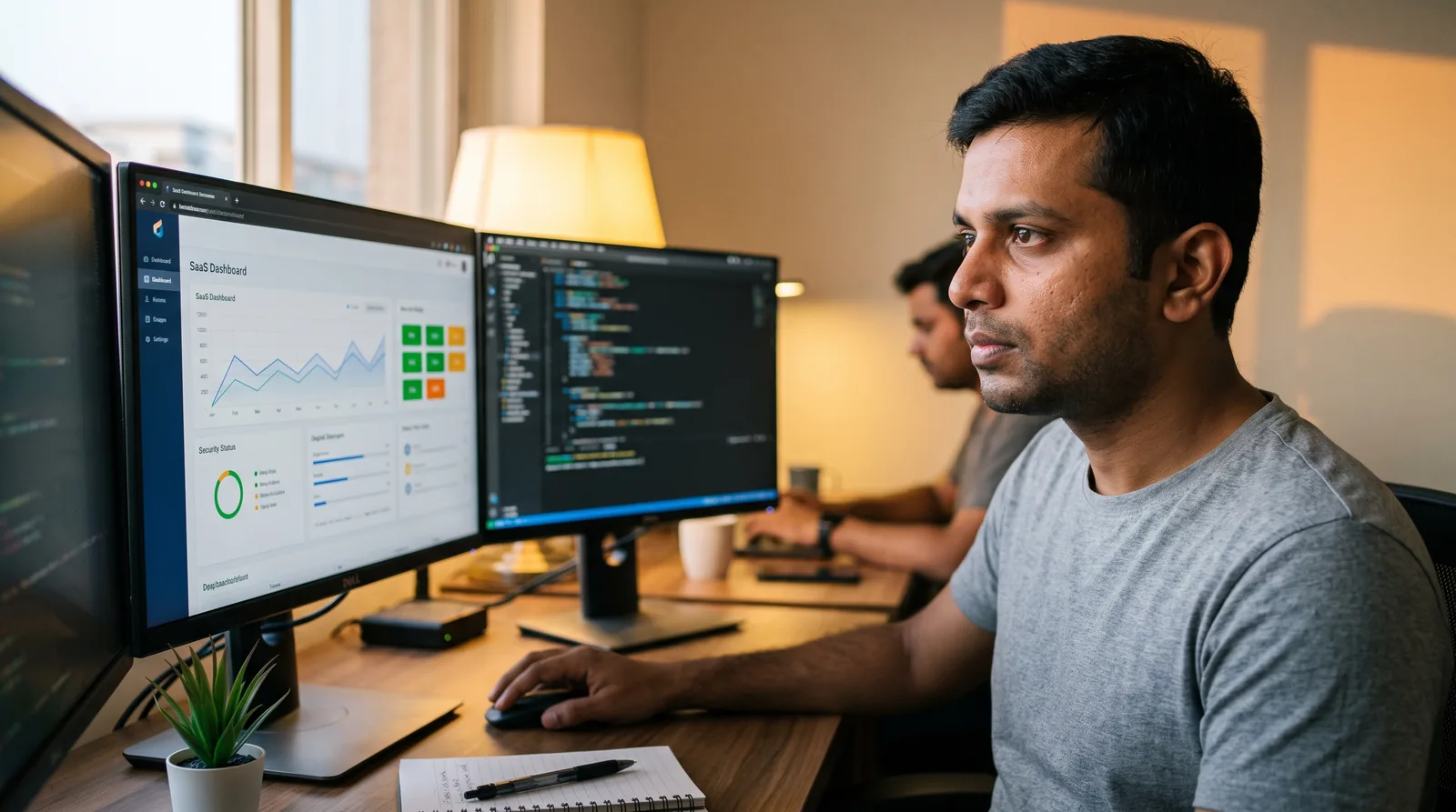 Analysts monitoring live financial and risk dashboards across multiple screens